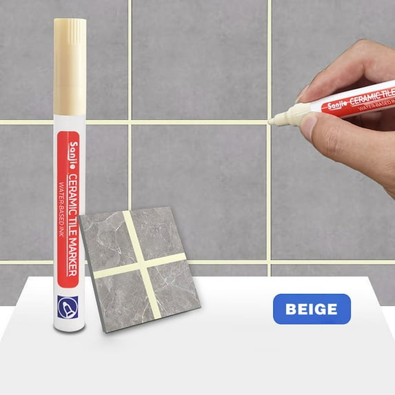 Grout Paint Pen, Waterproof Beige Paint Tile Marker, Grout Tile Pen, Tile Beauty Styling Pen Bathroom And Grout Marker Pen 4ml, Waterproof Tile Grout Colorant Sealer Pen Grout Pen Long Lasting