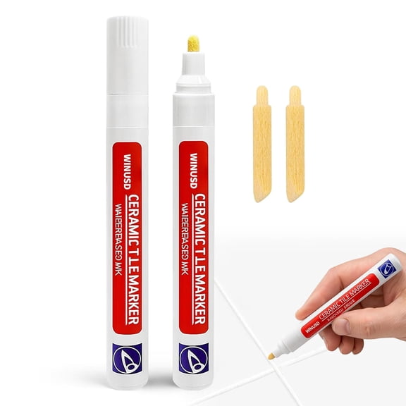 Grout Pen White | Waterproof Tile Grout Marker Repair Kit for Kitchen & Bathroom | Touch Up Paint | Bright White Grout Colorant - Fast Drying, Covers Stained Grout Lines on Floor, Shower Tiles(4Pcs)