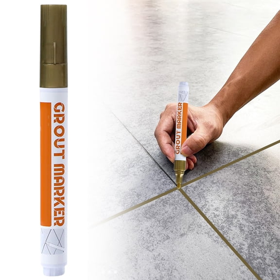 Grout Pen for Ceramic Tiles, Tile Grout Colorant & Sealer Marker, 10ml Waterproof Pen for Bathroom & Kitchen, Gold
