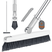 Grout Cleaner Brush with Long Handle, 2-in-1 V-Shaped Stiff Bristle Floor Scrub Brush with Rotating Head and Hair Clip, Adjustable 27 50 Inch Shower Cleaner Brush for Tile Floors, Bathroom, Kitchen,