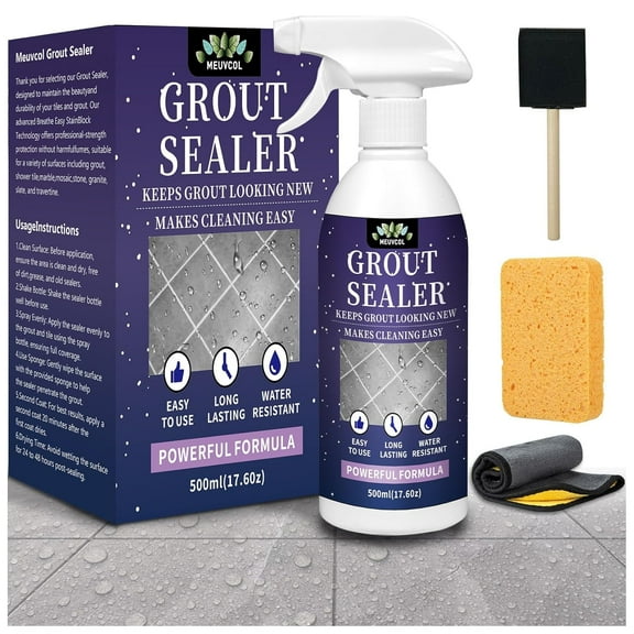 Grout Sealer,17.6 OZ Waterproof Grout Sealer for Shower, Floor, Kitchen - 100% Safe Tile Sealer Spray - Long Lasting Clear Grout Sealant for Stone, Bathroom, Marble - Indoor & Outdoor