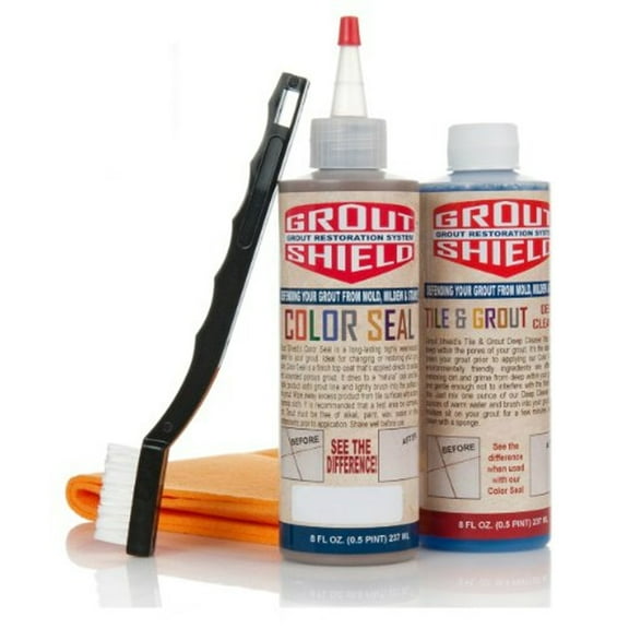 Grout Shield - Grout Restoration System Repair Stain Cleaner Kit Tile Surface No-Sent 8 fl oz. Ivory