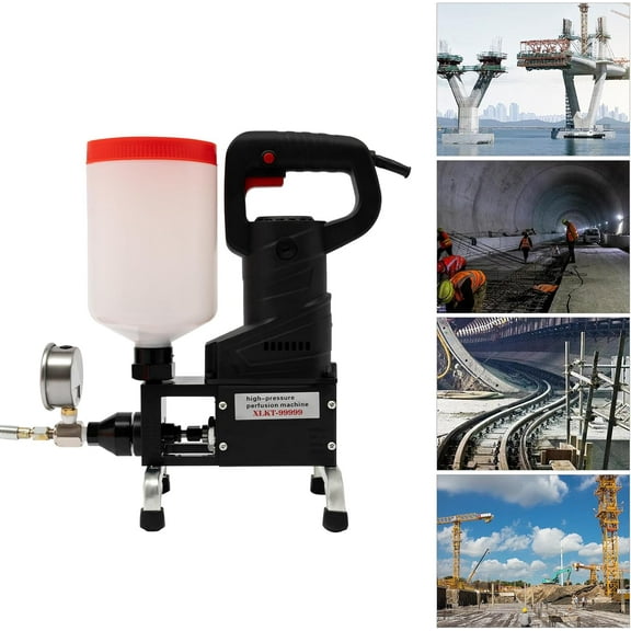 Grouting Gun, 1100W High Pressure Grout Injection Pump, W/7111.67Psi Pressure, 79.37Lbs/h Flow Rate, 1.32Gal Large Barrel, for Concrete Repair Waterproofing Crack Repair