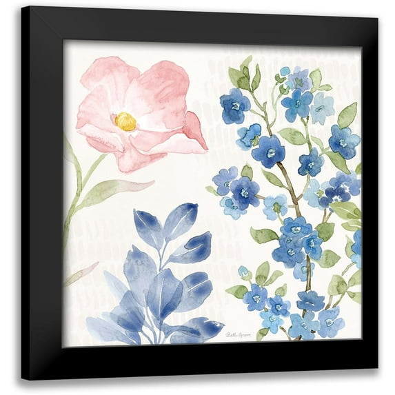 Grove, Beth 12x12 Black Modern Framed Museum Art Print Titled - Indigo Petals II