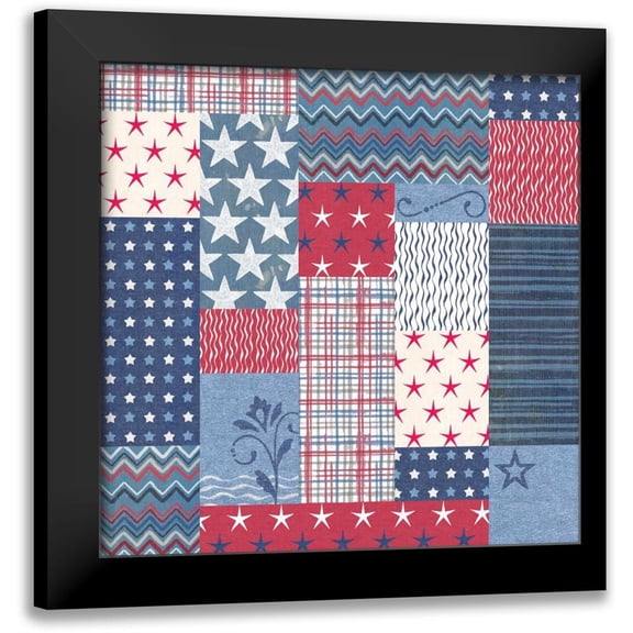 Grove, Beth 12x12 Black Modern Framed Museum Art Print Titled - Stars and Stripes Dark Pattern VII