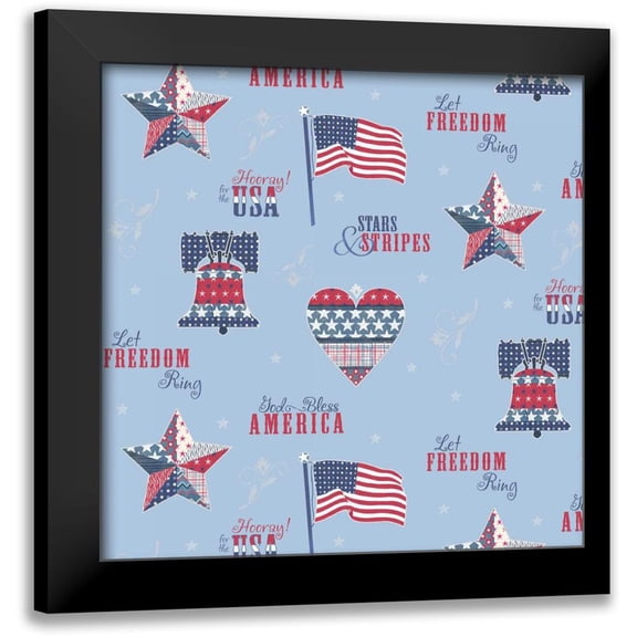 Grove, Beth 12x12 Black Modern Framed Museum Art Print Titled - Stars and Stripes Dark Pattern VI