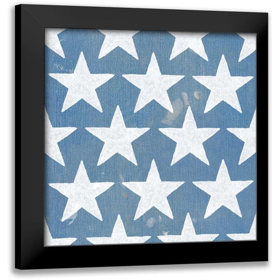 Grove, Beth 12x12 Black Modern Framed Museum Art Print Titled - Stars and Stripes Dark Pattern V