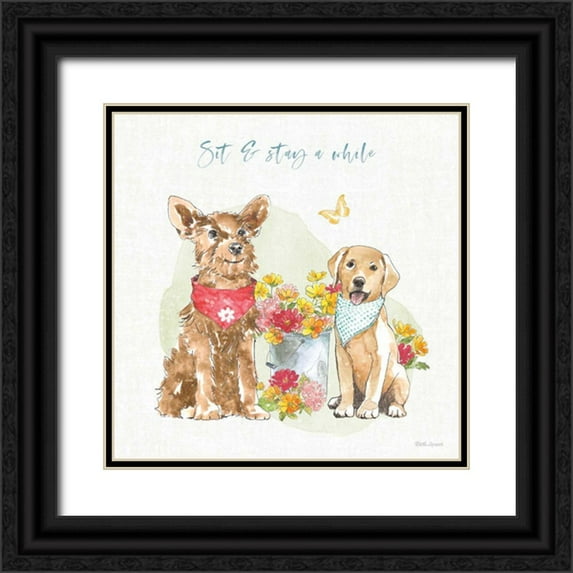 Grove, Beth 12x12 Black Ornate Wood Framed with Double Matting Museum Art Print Titled - Furry Pals V