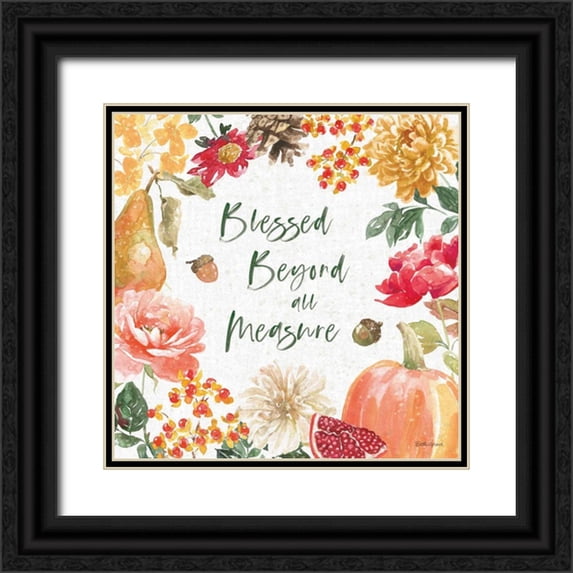 Grove, Beth 12x12 Black Ornate Wood Framed with Double Matting Museum Art Print Titled - Harvest Bouquet III