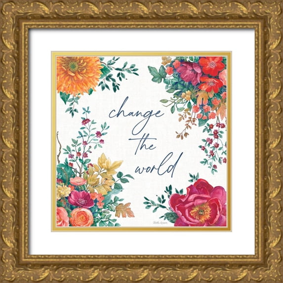 Grove, Beth 12x12 Gold Ornate Wood Framed with Double Matting Museum Art Print Titled - Floral Drama V