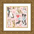 thumbnail image 1 of Grove, Beth 12x12 Gold Ornate Wood Framed with Double Matting Museum Art Print Titled - Paws of Love Pattern IB, 1 of 4