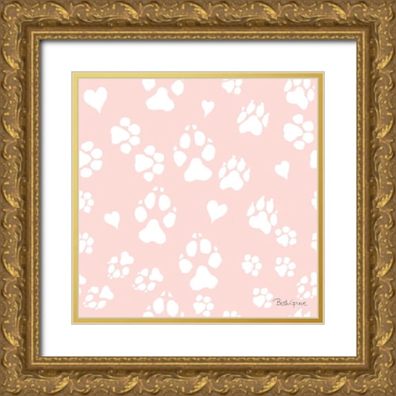 Grove, Beth 12x12 Gold Ornate Wood Framed with Double Matting Museum Art Print Titled - Paws of Love Pattern IIIB