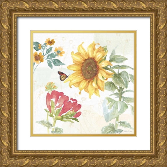 Grove, Beth 12x12 Gold Ornate Wood Framed with Double Matting Museum Art Print Titled - Sunflower Splendor VIII