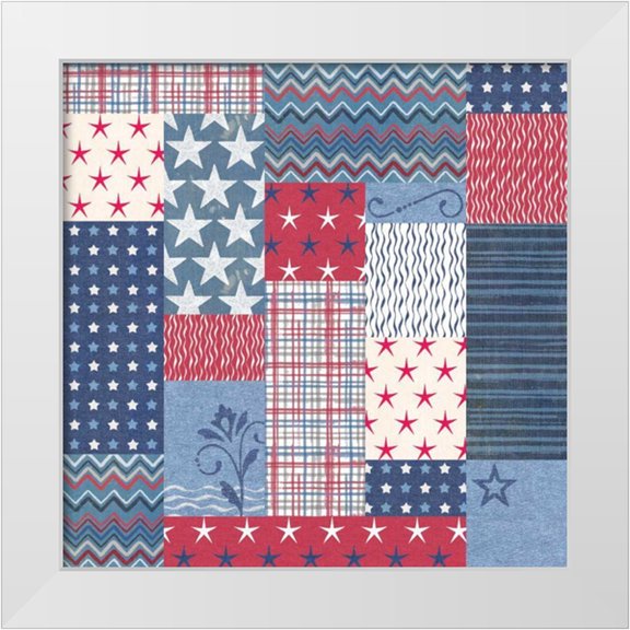 Grove, Beth 12x12 White Modern Wood Framed Museum Art Print Titled - Stars and Stripes Dark Pattern VII