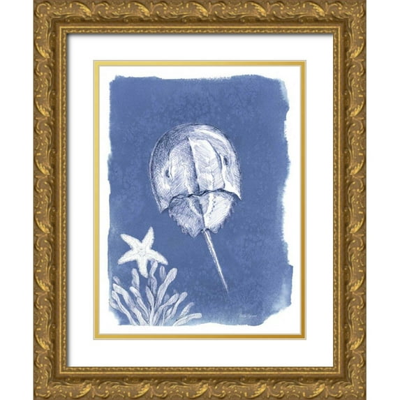 Grove, Beth 12x14 Gold Ornate Wood Framed with Double Matting Museum Art Print Titled - Coastal Sea Life VI