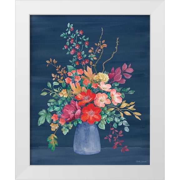 Grove, Beth 12x14 White Modern Wood Framed Museum Art Print Titled - Floral Drama II