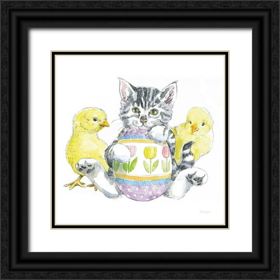 Grove, Beth 15x15 Black Ornate Wood Framed with Double Matting Museum Art Print Titled - Easter Kitties V