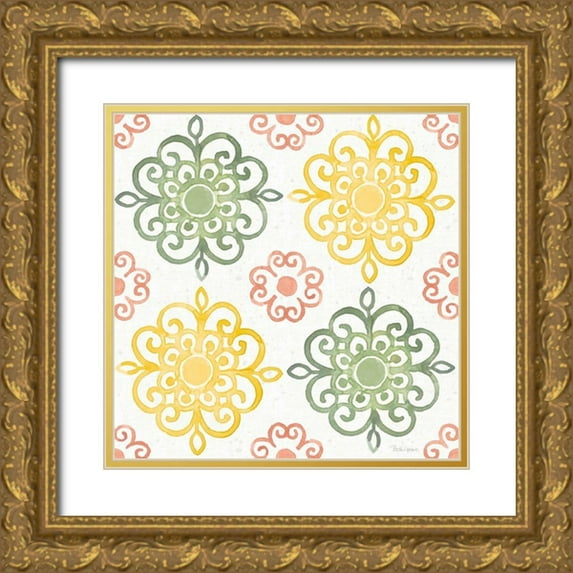 Grove, Beth 15x15 Gold Ornate Wood Framed with Double Matting Museum Art Print Titled - Citrus Charm Pattern IIA