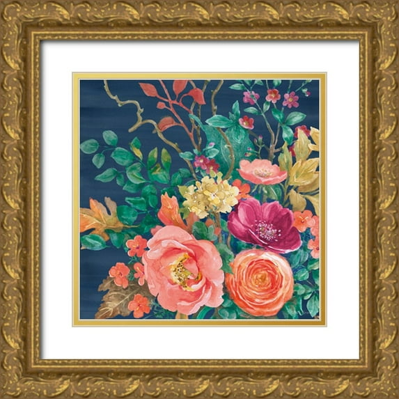 Grove, Beth 15x15 Gold Ornate Wood Framed with Double Matting Museum Art Print Titled - Floral Drama VII