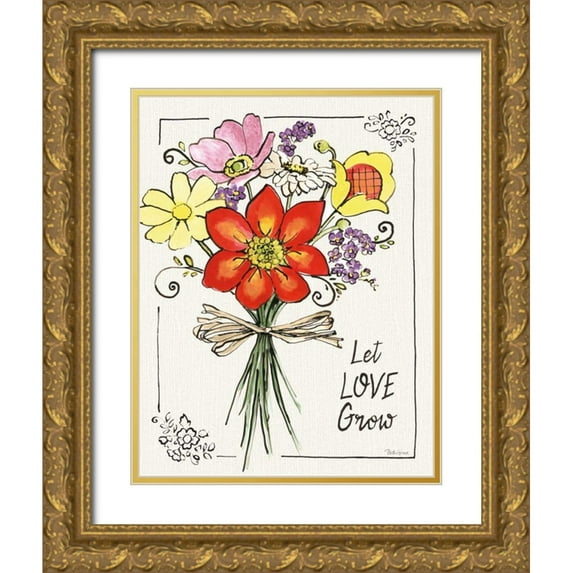 Grove, Beth 15x18 Gold Ornate Wood Framed with Double Matting Museum Art Print Titled - Sunny Bouquets I
