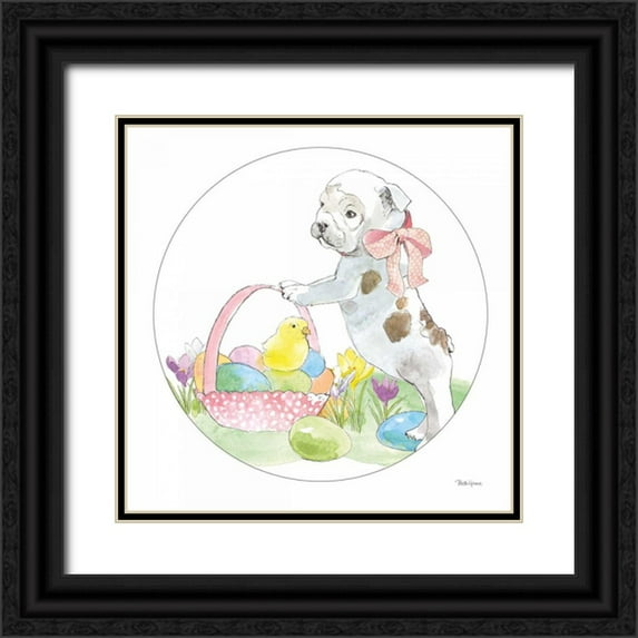 Grove, Beth 20x20 Black Ornate Wood Framed with Double Matting Museum Art Print Titled - Easter Pups X