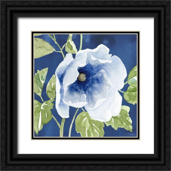 Grove, Beth 20x20 Black Ornate Wood Framed with Double Matting Museum Art Print Titled - Indigo Petals VIII