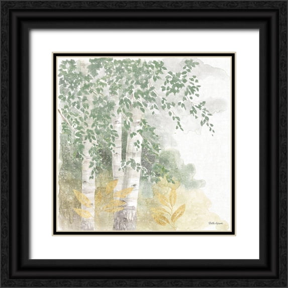 Grove, Beth 20x20 Black Ornate Wood Framed with Double Matting Museum Art Print Titled - Natures Leaves II Sage