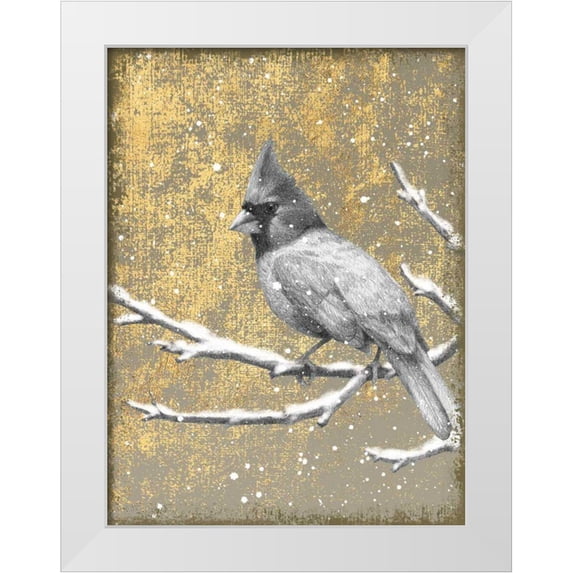 Grove, Beth 25x32 White Modern Wood Framed Museum Art Print Titled - Winter Birds Cardinal Neutral