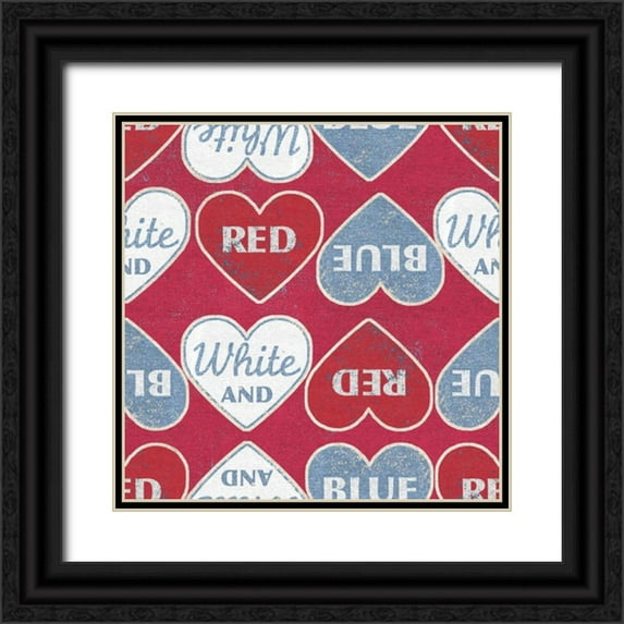 Grove, Beth 26x26 Black Ornate Wood Framed with Double Matting Museum Art Print Titled - Patriotic Dark Pattern I