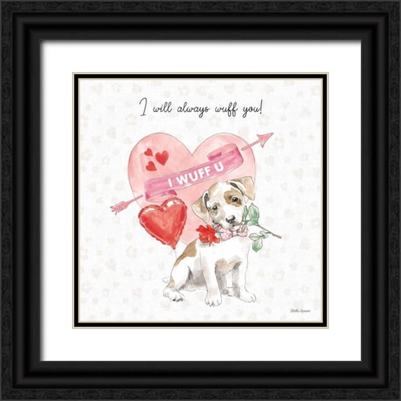 Grove, Beth 26x26 Black Ornate Wood Framed with Double Matting Museum Art Print Titled - Paws of Love II Pink