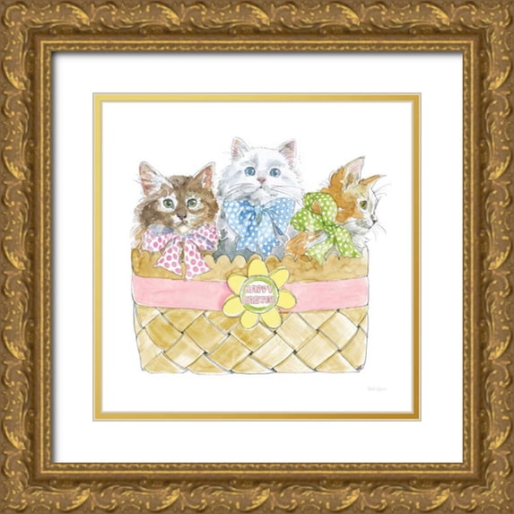 Grove, Beth 26x26 Gold Ornate Wood Framed with Double Matting Museum Art Print Titled - Easter Kitties I