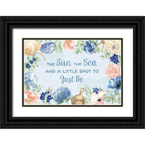 Grove, Beth 32x23 Black Ornate Wood Framed with Double Matting Museum Art Print Titled - Coastline Botanical IV Blue