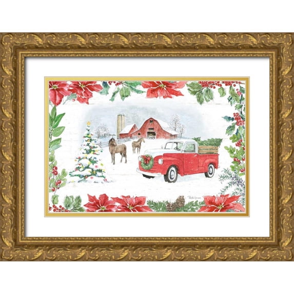 Grove, Beth 32x23 Gold Ornate Wood Framed with Double Matting Museum Art Print Titled - Farmhouse Holidays I