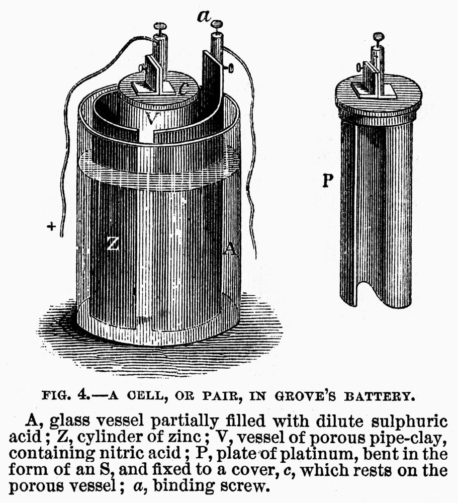 Grove Cell, 1844. /Na Pair Of Grove Cells, The Battery Invented By