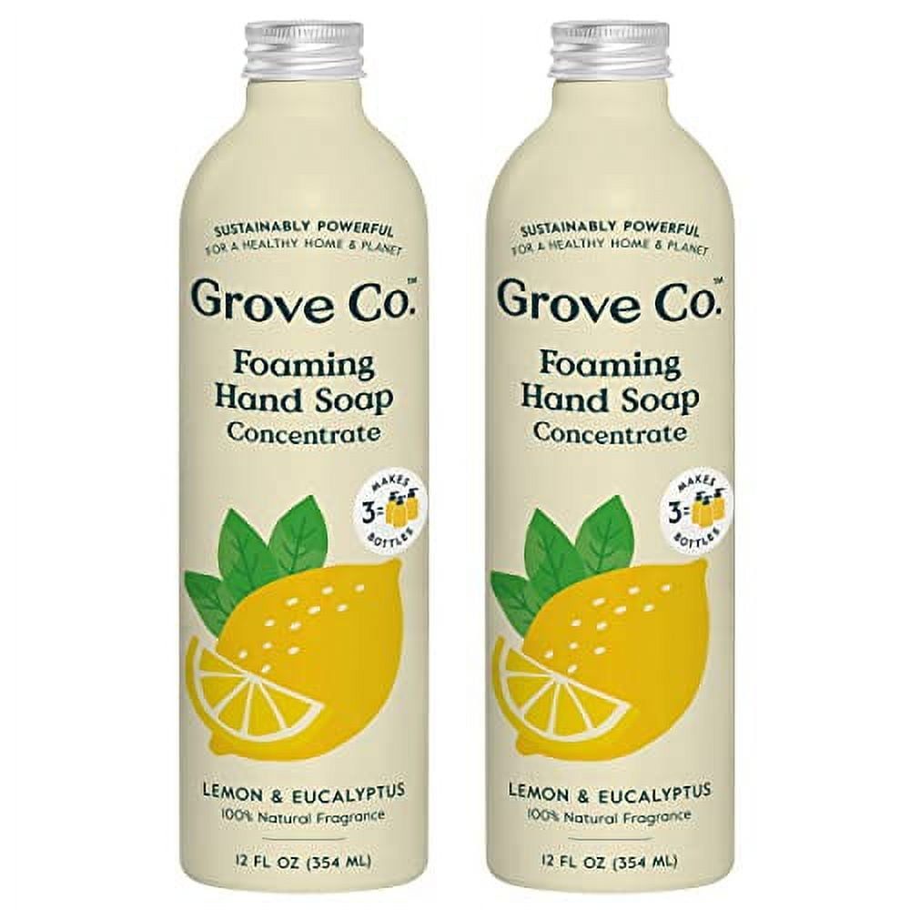 Grove Co. Hydrating Foaming Hand Soap Refills (2 x 12 Oz) Moisturizing Hand Wash, No Plastic or