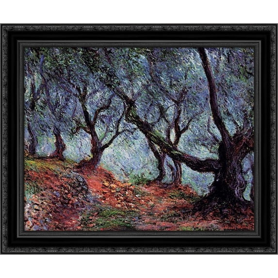 Grove of Olive Trees in Bordighera 24x20 Black Ornate Wood Framed Canvas Art by Monet, Claude