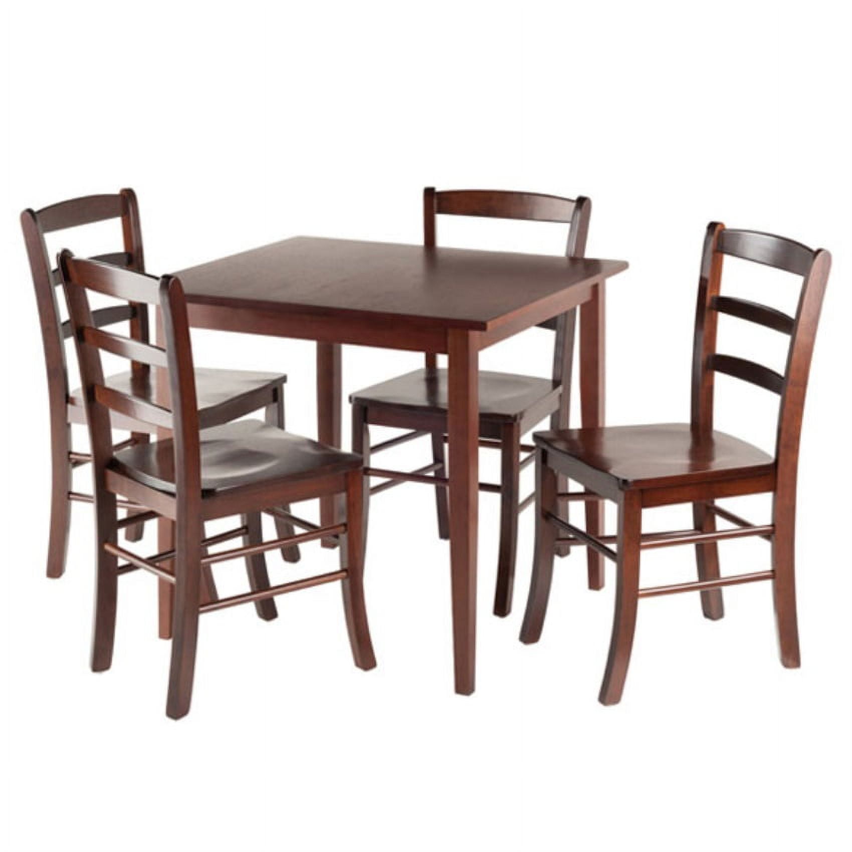 Walnut Square Dining Table with 4 Ladder-Back Chairs