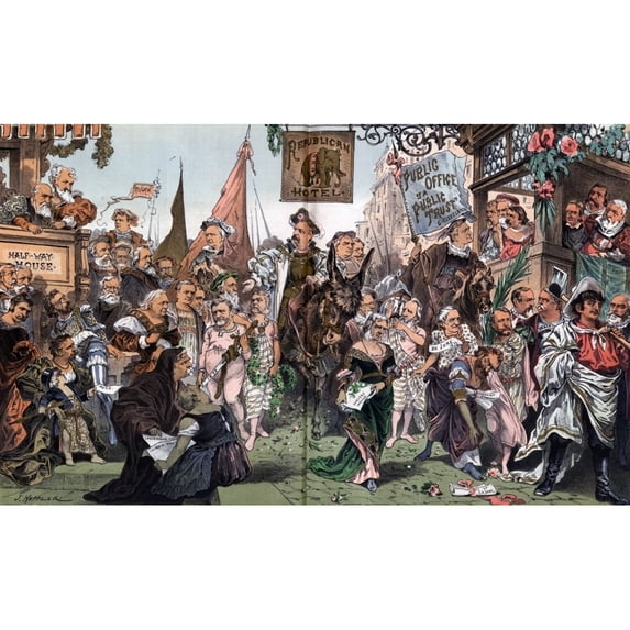 Grover Cleveland Riding The Democratic Donkey Past The "Republican R.R.R. Hotel" On The Way To His Inauguration History