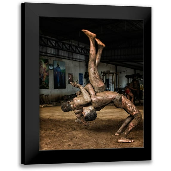 Grover, Manik 12x14 Black Modern Framed Museum Art Print Titled - Indian Wrestling