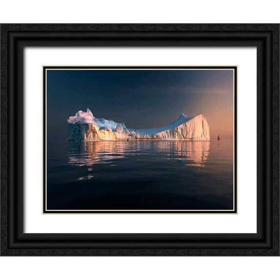 Grover, Manik 24x19 Black Ornate Wood Framed with Double Matting Museum Art Print Titled - Red Sail