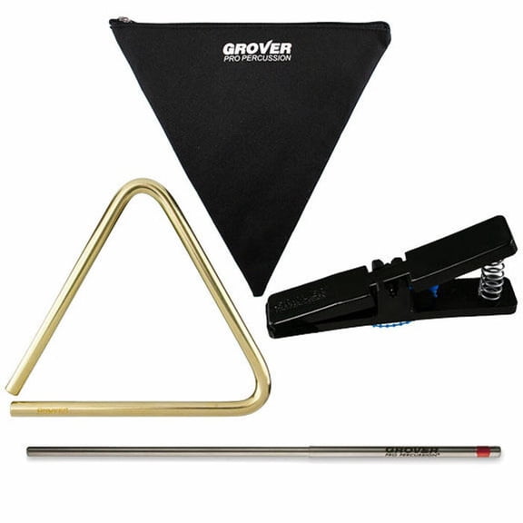 Grover TR-B-6-KIT 6" Bronze Concert Triangle w/ Clip, Beater and Case