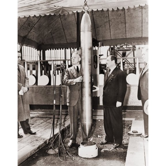Grover Whalen And A.W. Robertson Watching The Westinghouse Time Capsule Being Lowered Into Its Crypt For 5000 Years