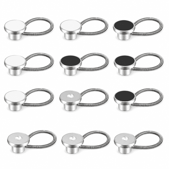 Grovevia 12 PCS Shirt Collar Button Extenders for Men's Dress Shirts, Comfortable Neck Button Extender, Also Works as Button Extenders for Jeans and Pants, Includes Collar Stays