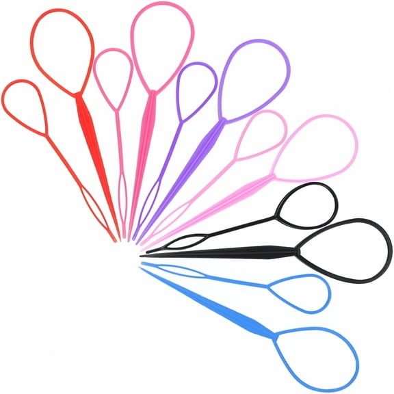 Grovevia 12 Pcs Topsy Tail Hair Tool for Women Girls, Quick Hair Looping Tool Plastic Hair Pull Through Tool Hair Loop French Braid Styling Tool Ponytail Tool for Hair Styling Ponytail