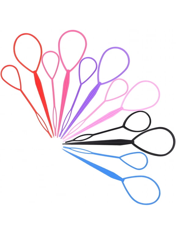 12 Pcs Topsy Tail Hair Tool for Women Girls, Quick Hair Looping Tool Plastic Hair Pull Through Tool Hair Loop French Braid Styling Tool Ponytail Tool for Hair Styling Ponytail