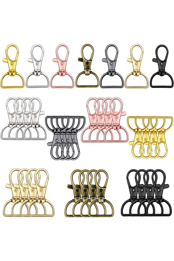 35 Pieces Swivel Clasps with D Rings Lanyard Snap Hooks Keychain Clip Hook Metal Lobster Claw Clasps for Lanyard Key Rings Crafting Purse Sewing Projects (Multiple Colors, 25 mm)