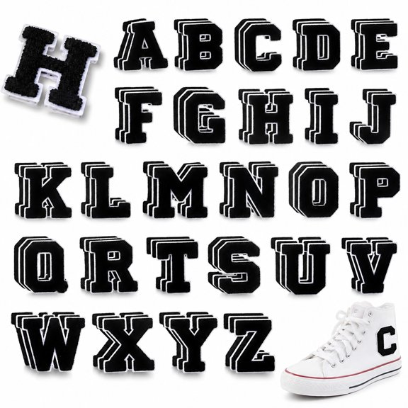 Grovevia 78 Pcs Chenille Letters Patches Iron On Large 2.76"H x 2.04"W College Letters Patches for Clothing Iron on Embroidered Trimmed Preppy Alphabet Patches for Clothing