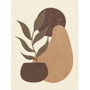 Grow - Aesthetic Abstract Boho Brown Leaves Poster Print - Studio XYZ 18 x 24