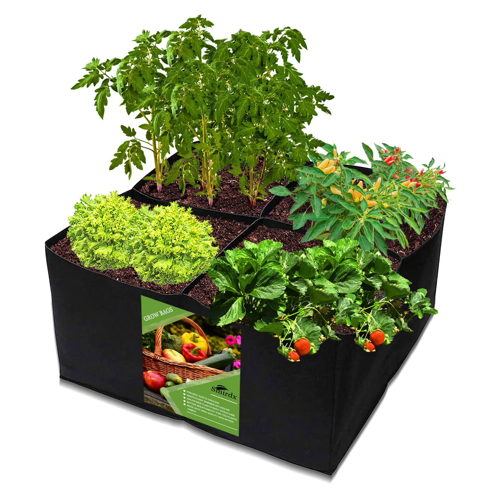 https://i5.walmartimages.com/seo/Grow-Bag-Fabric-Raised-Garden-Bed-Square-Plant-Bags-Large-Durable-Rectangular-Reusable-Breathe-Cloth-Planting-Container-Vegetable-4-Grids-Heavy-Pot-P_81fa0667-4a58-4f36-9147-2a8b0efef231.68a17c4345b4b079ee5370d9e84c8d00.jpeg