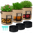thumbnail image 1 of BSHAPPLUS Grow Bags 15 Gallon Potato Grow Bags with Clear Window with Handles Non-Woven Fabric Potato Bags for Growing Potatoes Tomato Vegetables Plant Pots, 3pcs, Khaki, 1 of 7